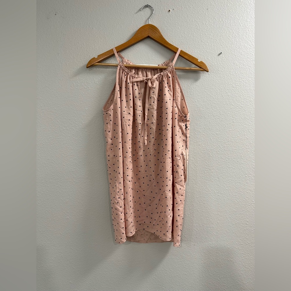 NWT Susana monaco pink polka dot high neck top